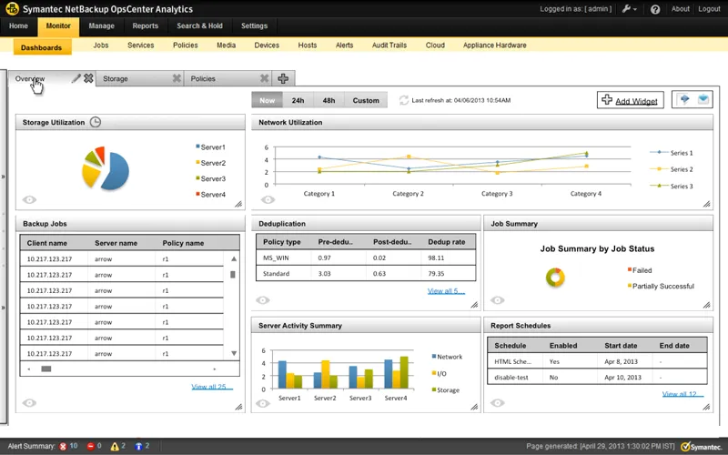 NetBackup OpsCenter Analytics - Dashboard Redesign screenshot 1